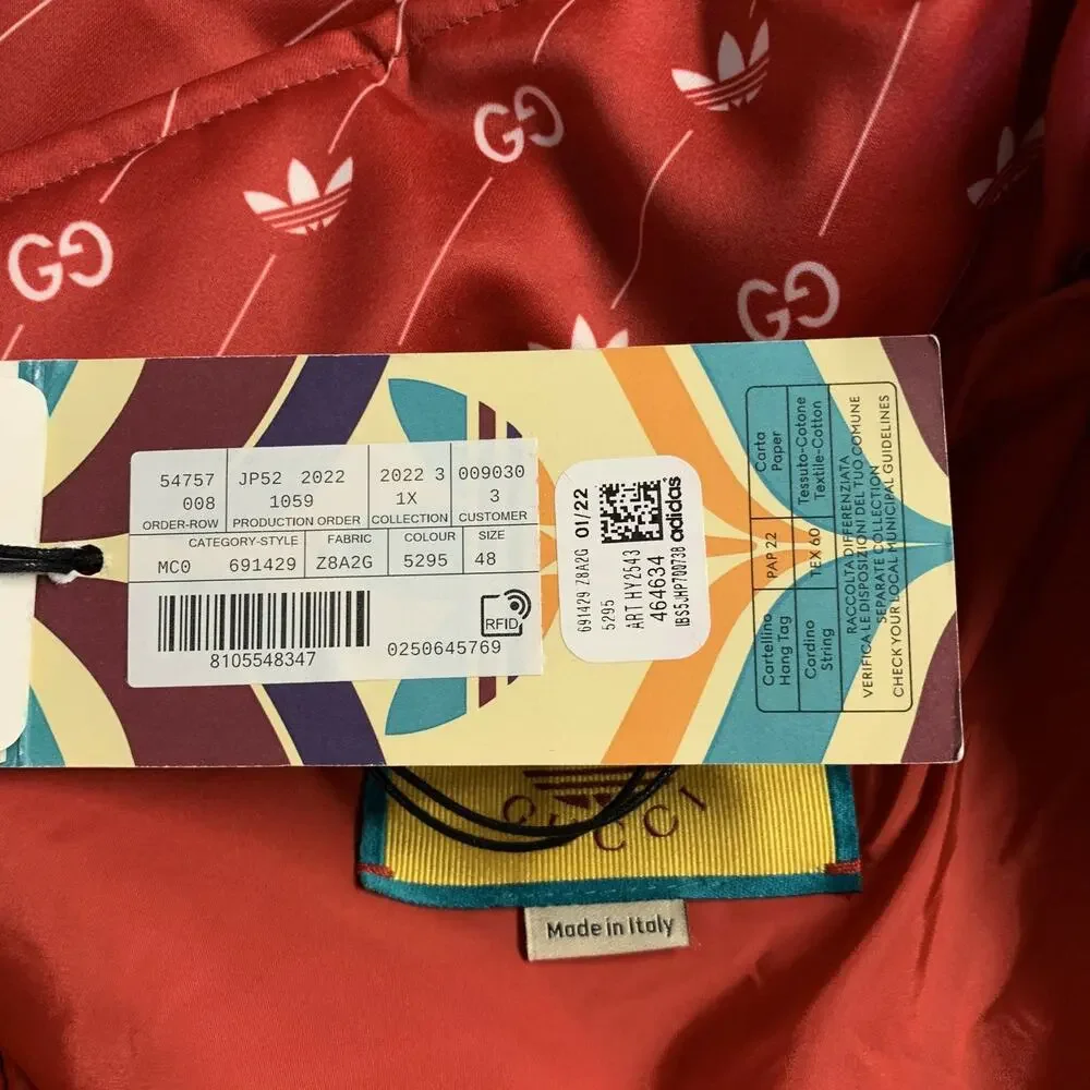 GUCCI X ADIDAS Size 38 Multi-Color Monogram Acetate Anorak Jacket